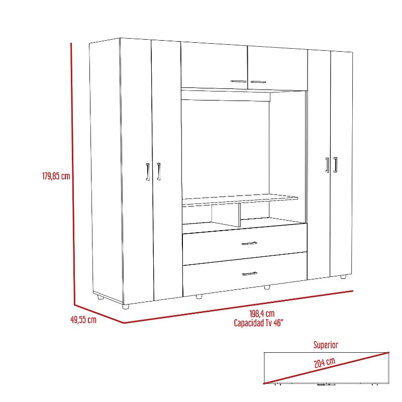 Closet Manila Z Color 200 Coñac y Blanco Para Dormitorio