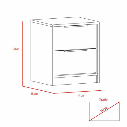 Base De Cama 2 Plazas + 2 Veladores Kaia Color Miel y Blanco Para Dormitorio