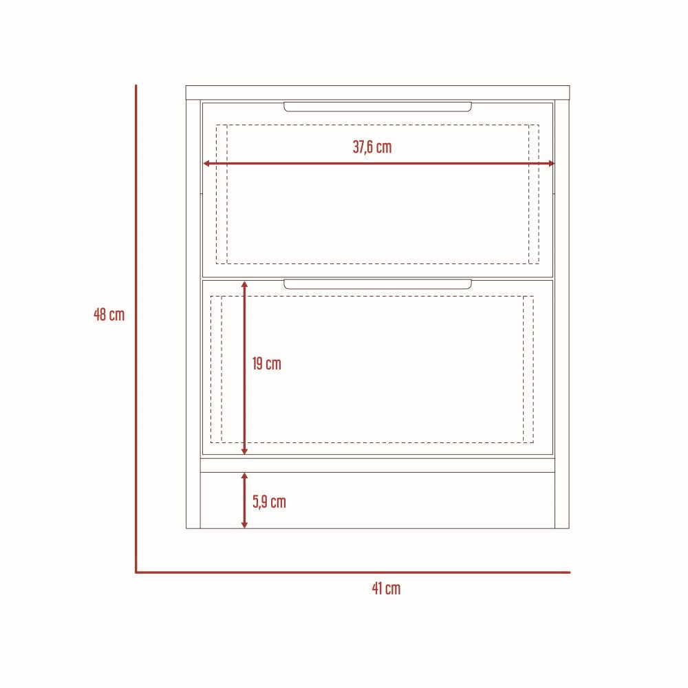 Base De Cama 2 Plazas + 2 Veladores Kaia Color Miel y Blanco Para Dormitorio