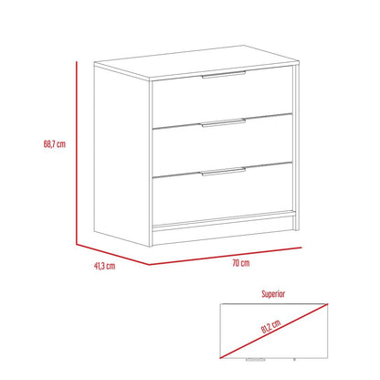 Base De Cama 1 5 Plaza + Cómoda 3C Color Kaia Miel y Blanco Para Dormitorio