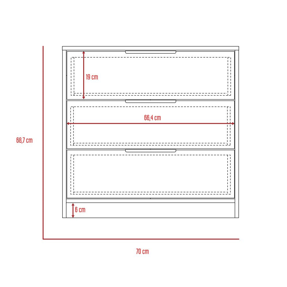 Base De Cama 1 5 Plaza + Cómoda 3C Color Kaia Miel y Blanco Para Dormitorio