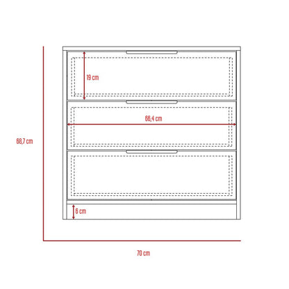 Base De Cama 1 5 Plaza + Cómoda 3C Color Kaia Miel y Blanco Para Dormitorio