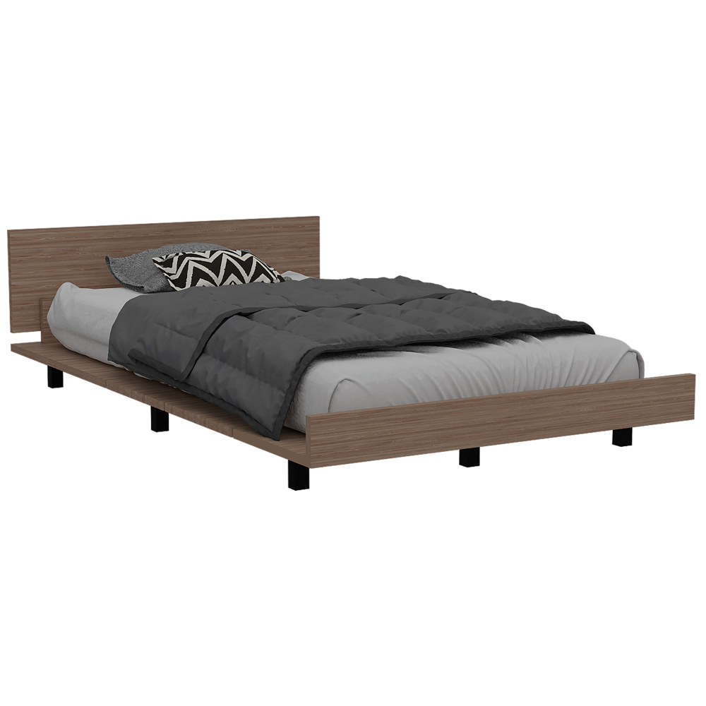 Base De Cama 1 5 Plaza + Velador Color Kaia Miel y Blanco Para Dormitorio