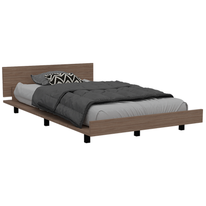 Base De Cama 1 5 Plaza + Velador Color Kaia Miel y Blanco Para Dormitorio