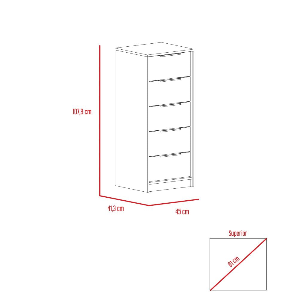 Cómoda 5C + Cómoda 3C Kaia Color Miel y Blanco Para Dormitorio