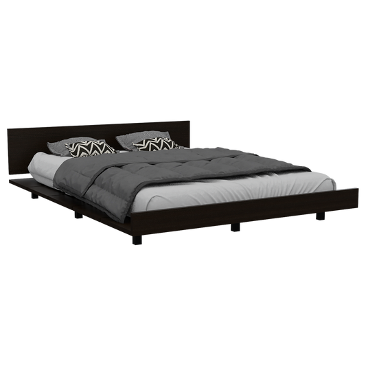 Base De Cama 2 Plazas + Closet 2 Puertas Kaia Color Wengue y Miel Para Oficina