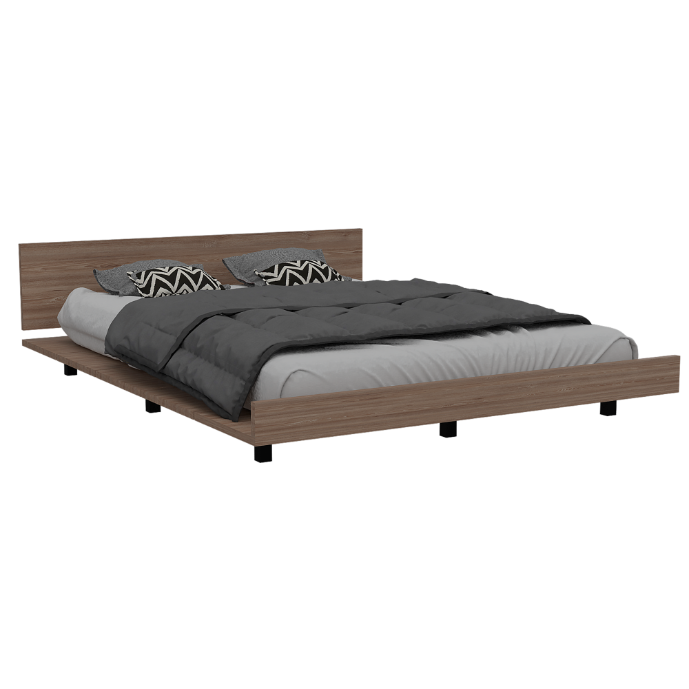 Base De Cama 2 Plazas + Cómoda 5C Kaia Color Miel y Blanco Para Dormitorio