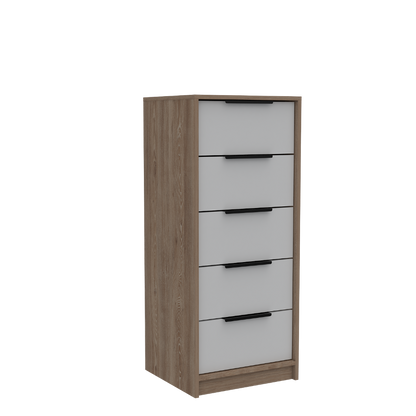 Base De Cama 2 Plazas + Cómoda 5C Kaia Color Miel y Blanco Para Dormitorio