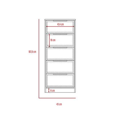 Base De Cama 2 Plazas + Cómoda 5C Kaia Color Miel y Blanco Para Dormitorio