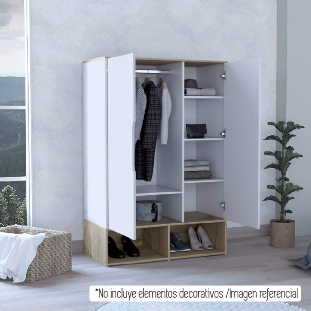Closet Zapatero Z Color Duna y Blanco Para Dormitorio