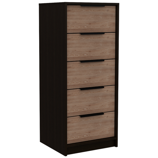 Cómoda 5C + Cómoda 3C Kaia Color Wengue y Miel Para Dormitorio