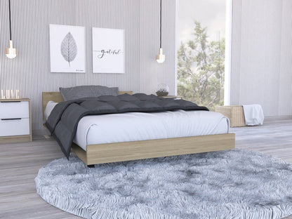 Base Cama Kaia Single Color Rovere Blanco Marqueza Para Dormitorio