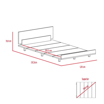 Base Cama Kaia Single Color Rovere Blanco Marqueza Para Dormitorio