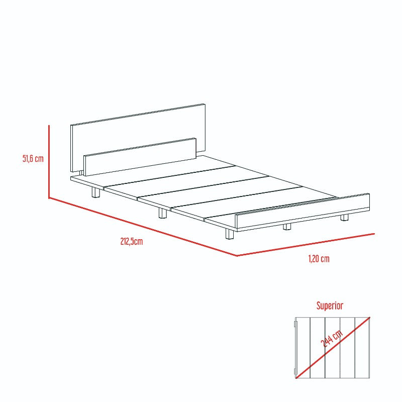 Base Cama Kaia Color Miel y Blanco Para Dormitorio