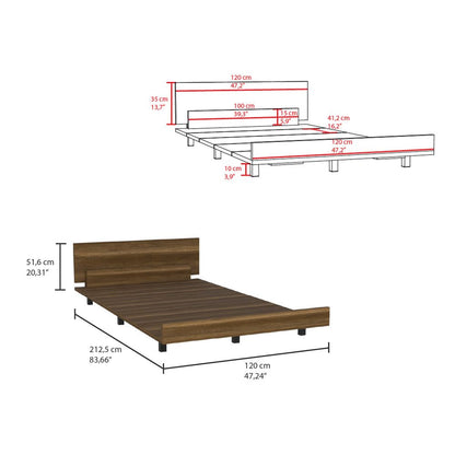 Base Cama Kaia Single Color Caramelo y Wengue Para Dormitorio