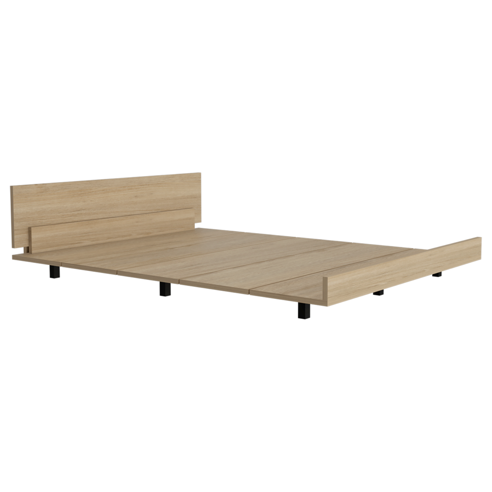 Base Cama Kaia Color Rovere Blanco Marqueza Para Dormitorio