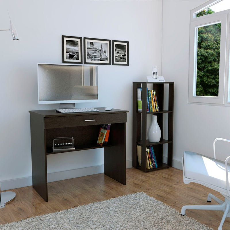 Librero + Escritorio Color Office 1 Wengue Para Oficina