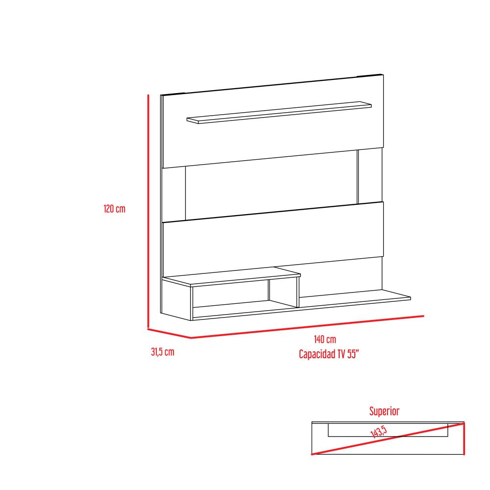 Panel TV + Arrimo + Mesa de Centro Color Rovere Para Sala De Estar