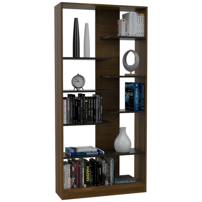 Estante TV + Biblioteca + Arrimo + Mesa de Centro Color Caramelo y Wengue Para Sala De Estar