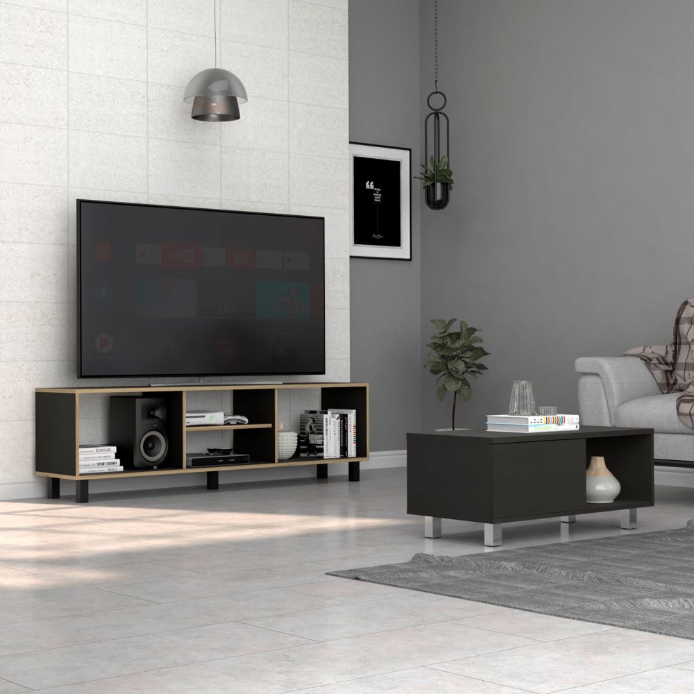 Rack TV + Mesa de Centro Torence Color Nomik Wengue y Duna Para Sala De Estar