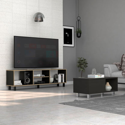 Rack TV + Mesa de Centro Torence Color Nomik Wengue y Duna Para Sala De Estar