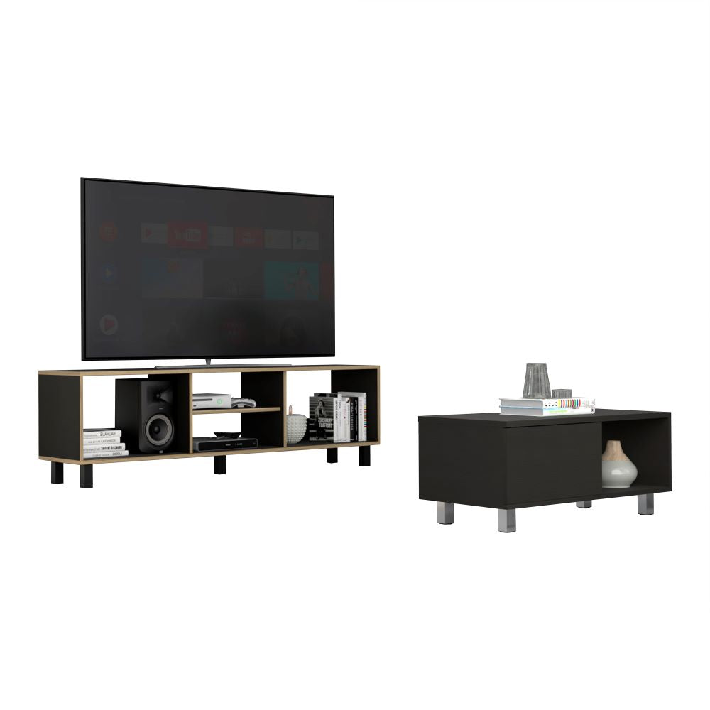 Rack TV + Mesa de Centro Torence Color Nomik Wengue y Duna Para Sala De Estar