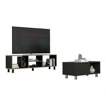 Rack TV + Mesa de Centro Torence Color Nomik Wengue y Duna Para Sala De Estar