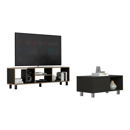 Rack TV + Mesa de Centro Torence Color Nomik Wengue y Duna Para Sala De Estar