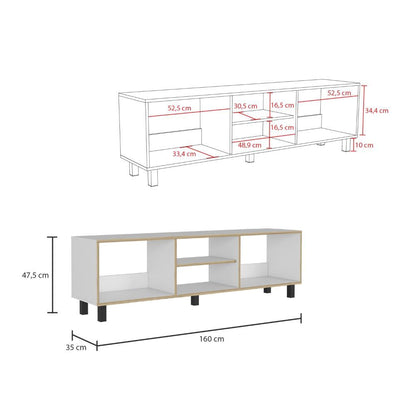 Rack TV + Arrimo Essential Color Nomik Blanco y Rovere Para Sala De Estar