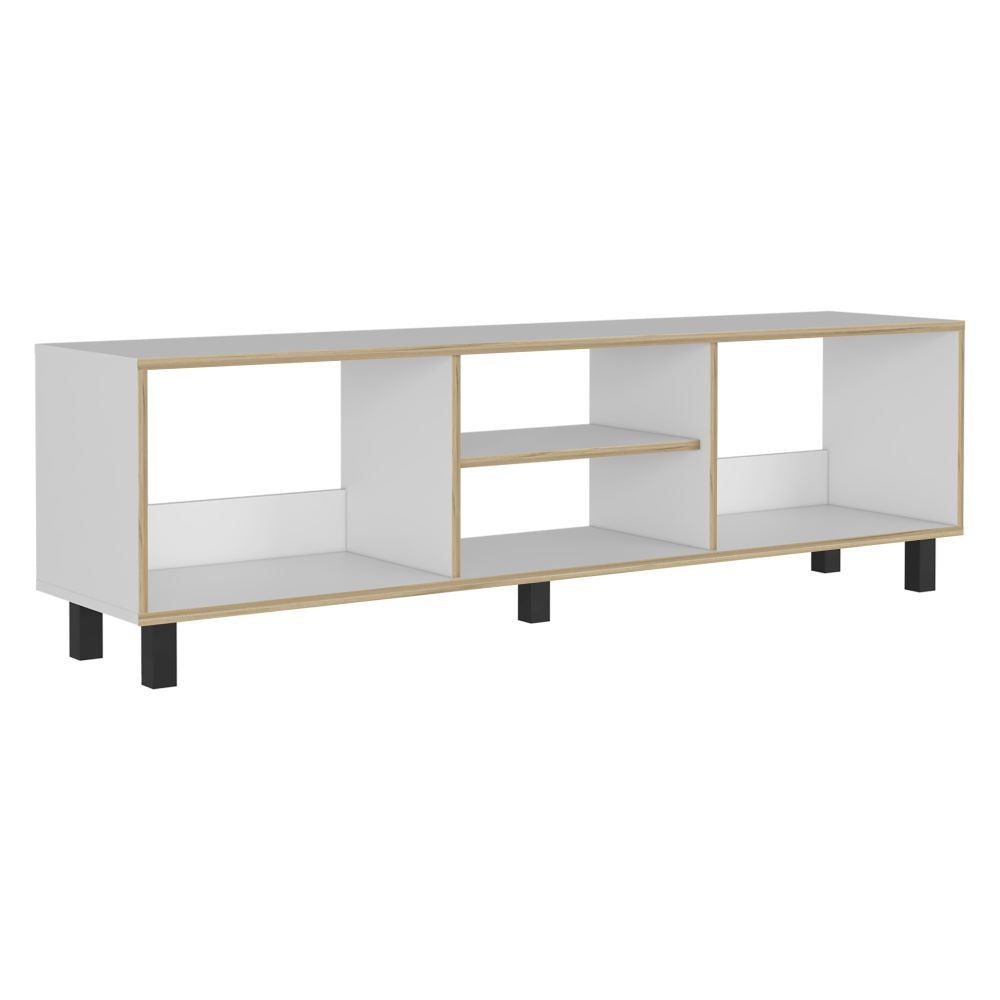 Rack TV + Bar Color Nomik Blanco y Rovere Para Sala De Estar