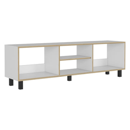 Rack TV + Bar Color Nomik Blanco y Rovere Para Sala De Estar