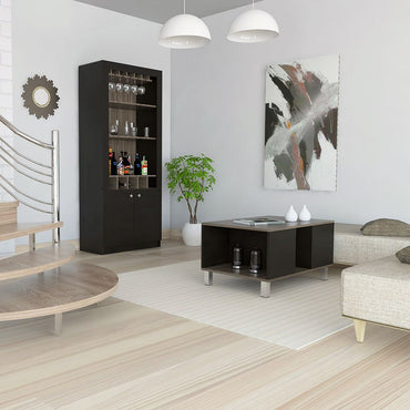 Mesa + Bar Color Siena Caramelo y Wengue Para Sala De Estar