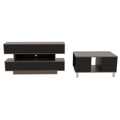 Rack TV + Mesa de Centro Color Siena Caramelo y Wengue Para Sala De Estar