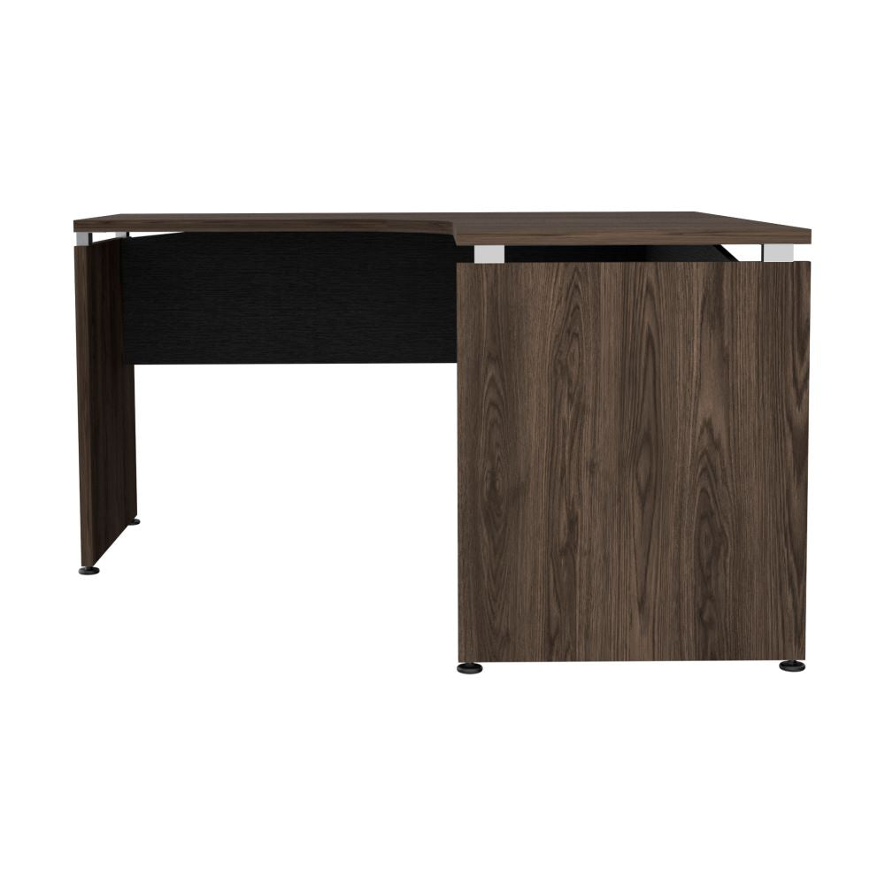 Escritorio en forma de L Color Home Office Negro Soft y Coñac Para Oficina