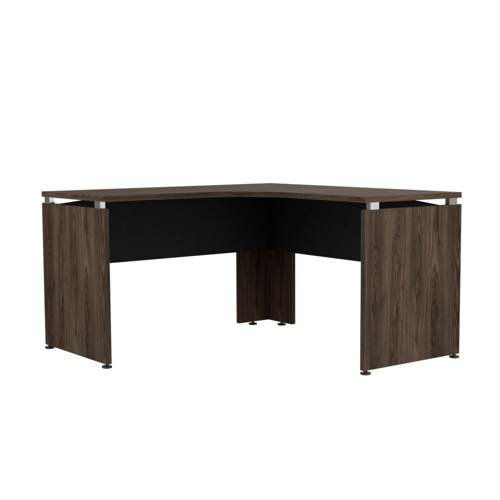 Escritorio en forma de L Color Home Office Negro Soft y Coñac Para Oficina