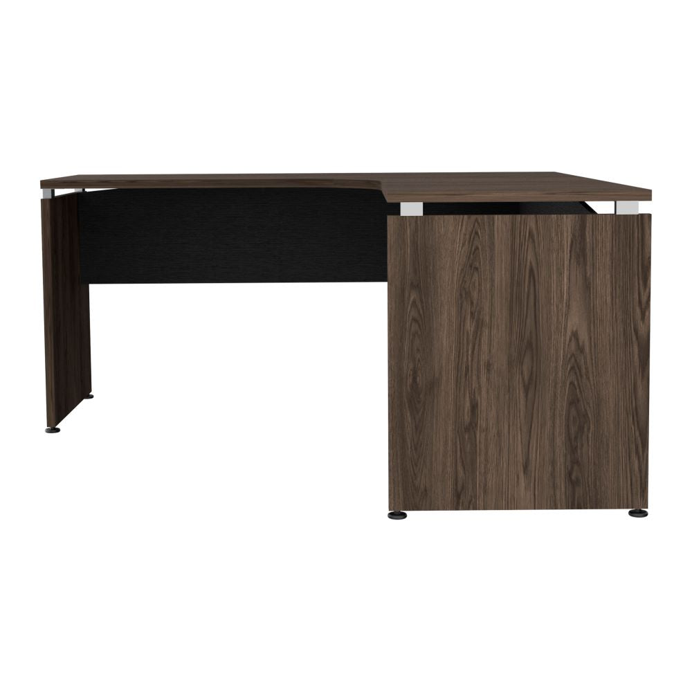 Escritorio en forma de L Color Home Office Negro Soft y Coñac Para Oficina