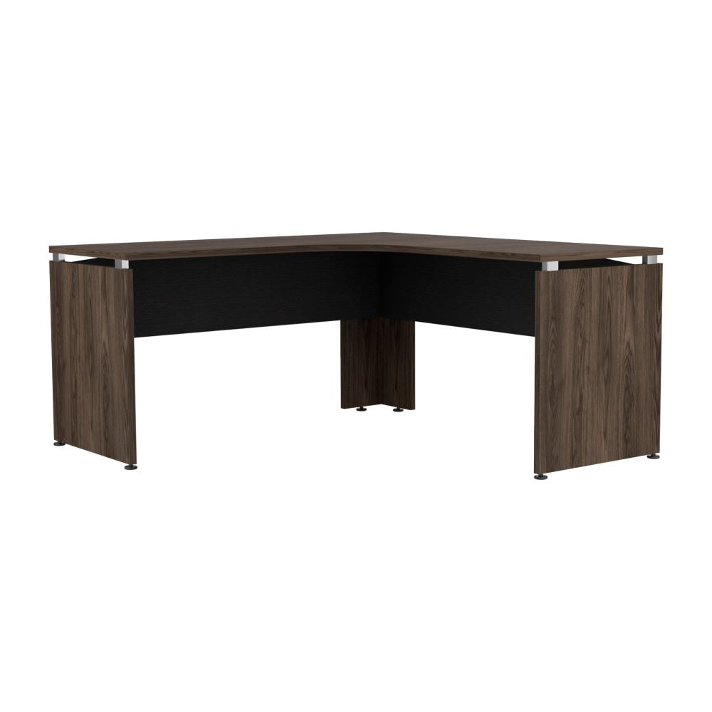 Escritorio en forma de L Color Home Office Negro Soft y Coñac Para Oficina