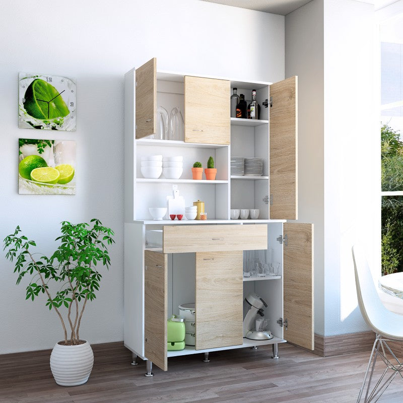 Mueble de Cocina Kitchen Color Blanco y Rovere Para Cocina