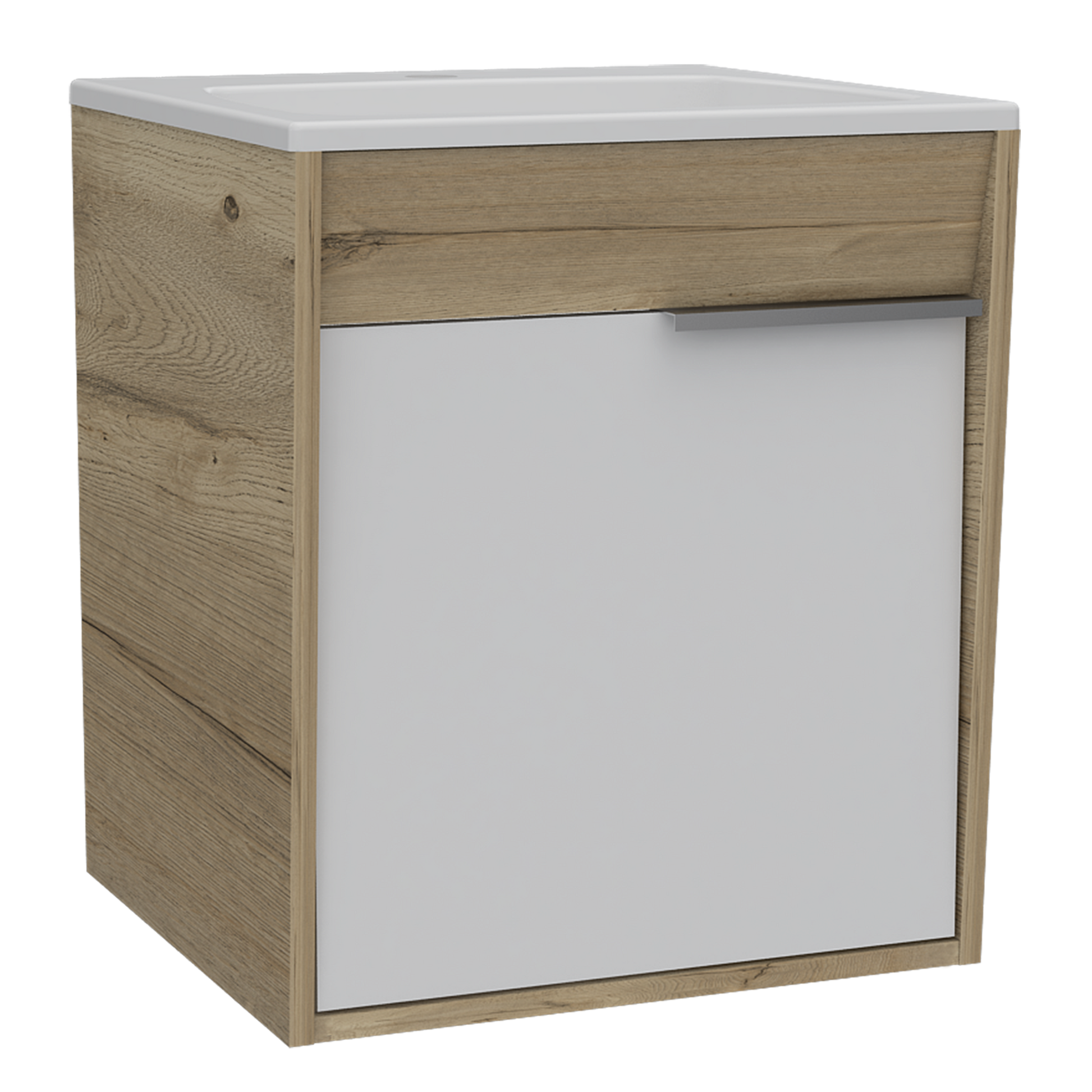 Mueble Lavamanos Flotante Carter Color Duna y Blanco Para Baño