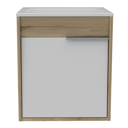 Mueble Lavamanos Flotante Carter Color Duna y Blanco Para Baño