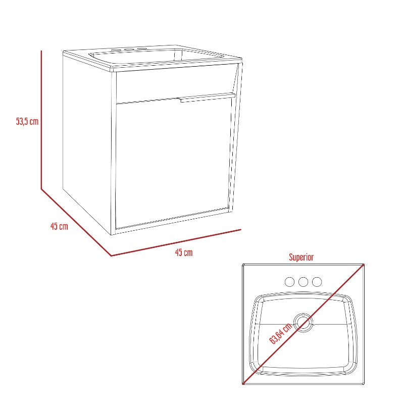 Mueble Lavamanos Flotante Carter Color Duna y Blanco Para Baño