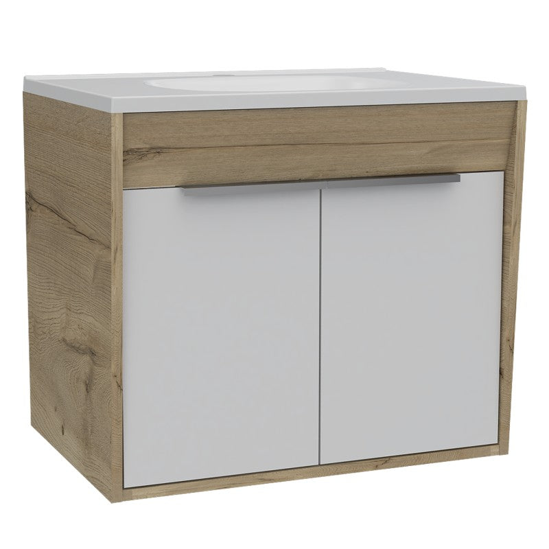 Mueble Lavamanos Flotante Carter Color Duna y Blanco Para Baño