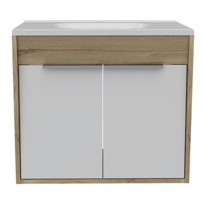 Mueble Lavamanos Flotante Carter Color Duna y Blanco Para Baño