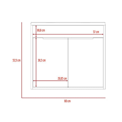 Mueble Lavamanos Flotante Carter Color Duna y Blanco Para Baño