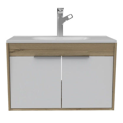 Mueble Lavamanos Flotante Carter 80 Duna y Blanco Color Para Baño