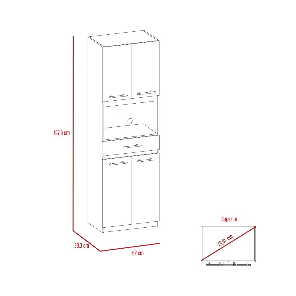 Auxiliar Microondas Alto Manchester Color Blanco Para Cocina