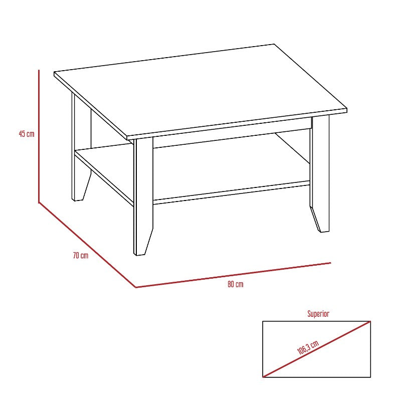 Mesa de Centro Essential Color Coñac Para Sala De Estar