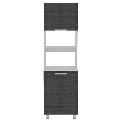 Mueble Microondas Fendi Color Roble Gris y Blanco Para Cocina