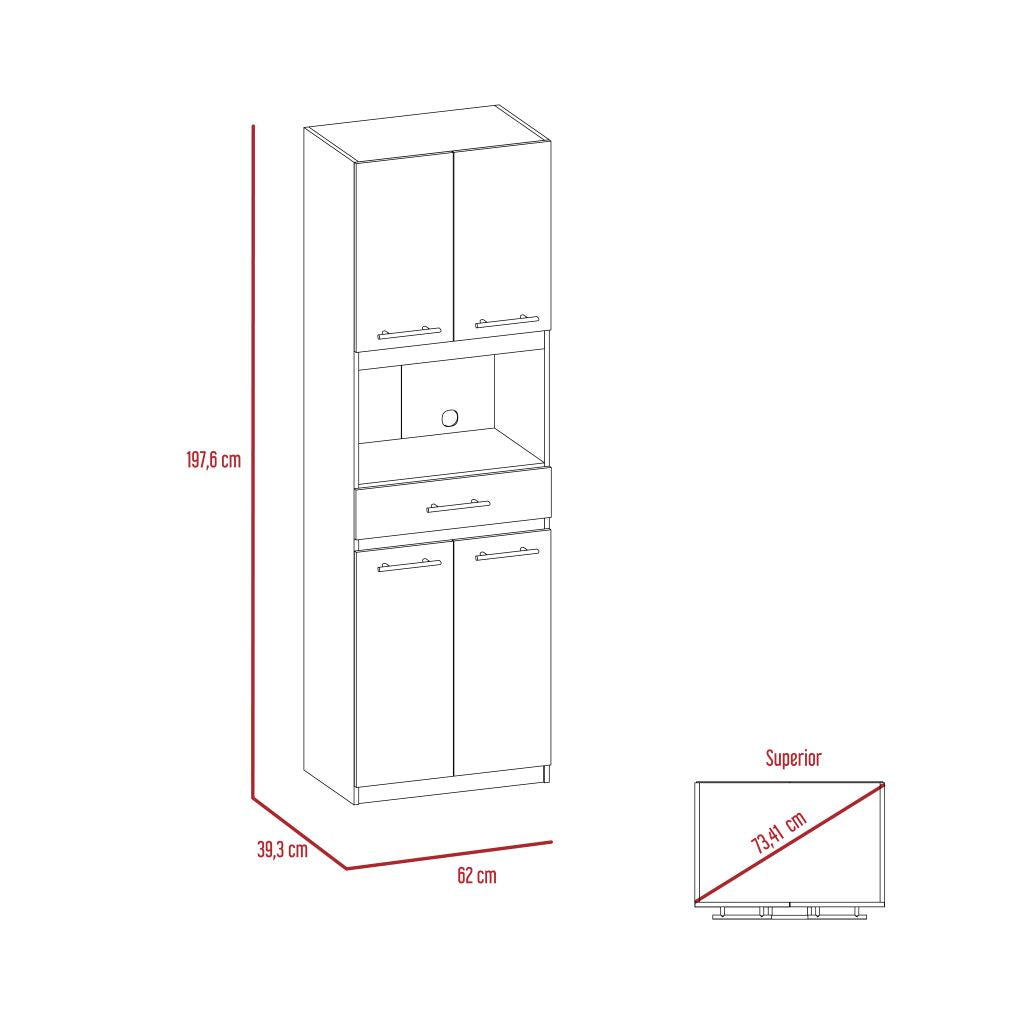 Auxiliar Microondas Alto Manchester Color Wengue Para Cocina