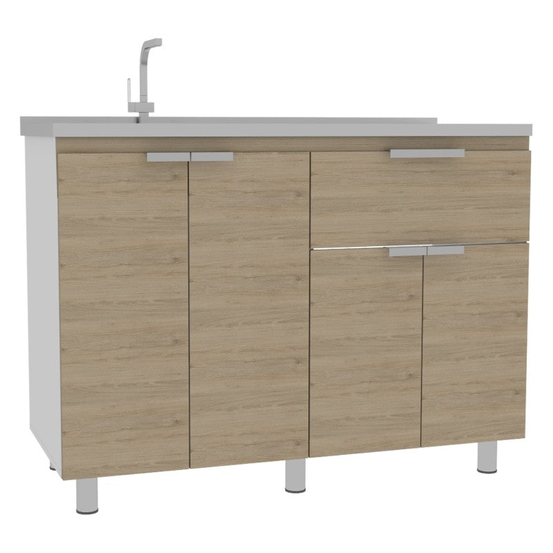 Mueble Inferior Fendi Color Rovere y Blanco Para Cocina